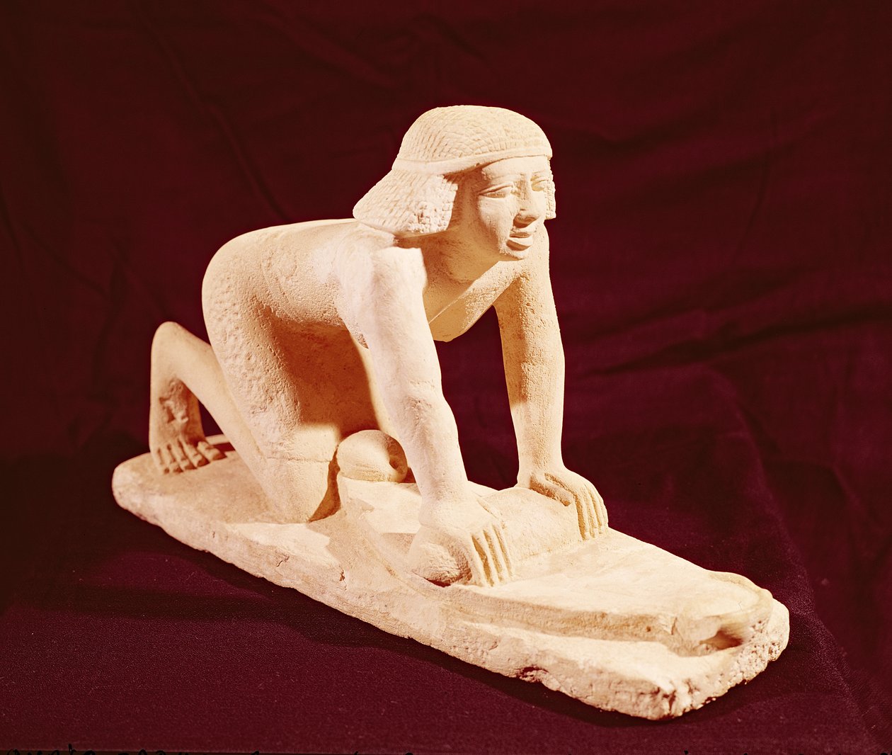 Model sługi mielącego ziarno, Stare Królestwo, z Sakkary autorstwa Egyptian 5th Dynasty