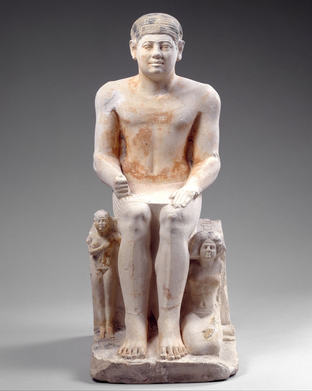 Nikare z żoną i córką, ok. 2420-2389 p.n.e. (malowany wapień) autorstwa Egyptian 5th Dynasty