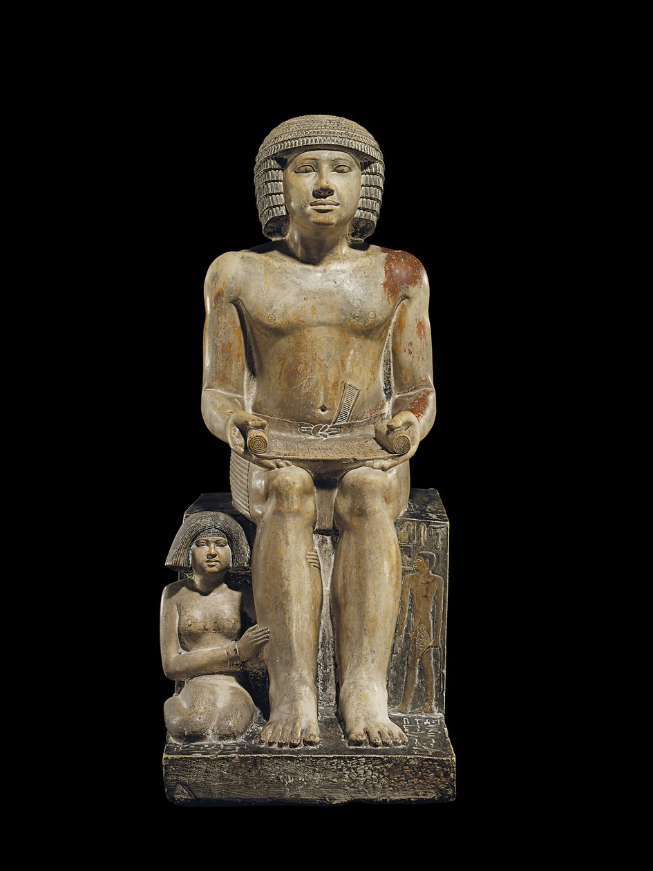 Posąg inspektora skrybów Sekhemki, ok. 2400-2300 p.n.e. autorstwa Egyptian 5th Dynasty