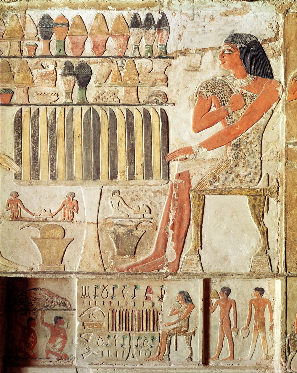 Zmarły przed stołem z jedzeniem, Egipcjanin, Stare Państwo (malarstwo ścienne) autorstwa Egyptian 5th Dynasty