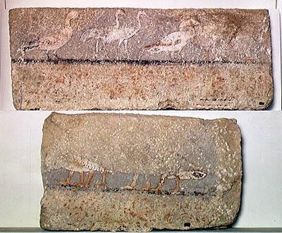 Malowidło ścienne przedstawiające ptaki, Stare Państwo (malowany kalcyt) autorstwa Egyptian 5th Dynasty