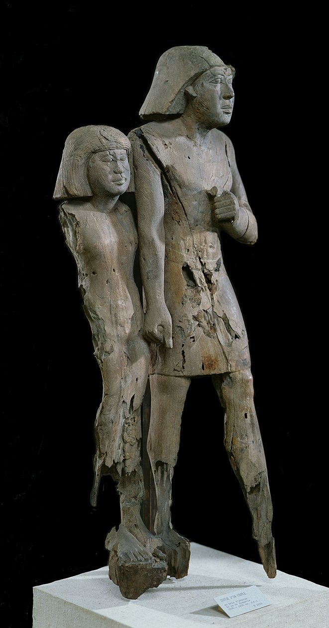 Anonimowa para znana jako Para z Memphis, Stare Królestwo (drewno akacjowe) (patrz także 105656) autorstwa Egyptian 6th Dynasty