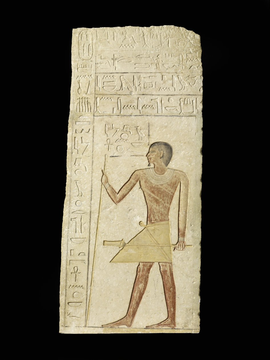 Relief przedstawiający Ankh-neb-ef, 2345-2181 pne (wapień i pigment) autorstwa Egyptian 6th Dynasty