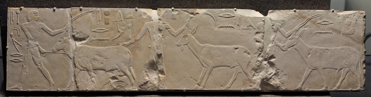 Ulga mężczyzn przynoszących zwierzęta pustynne, ok. 2311-2281 p.n.e. autorstwa Egyptian 6th Dynasty