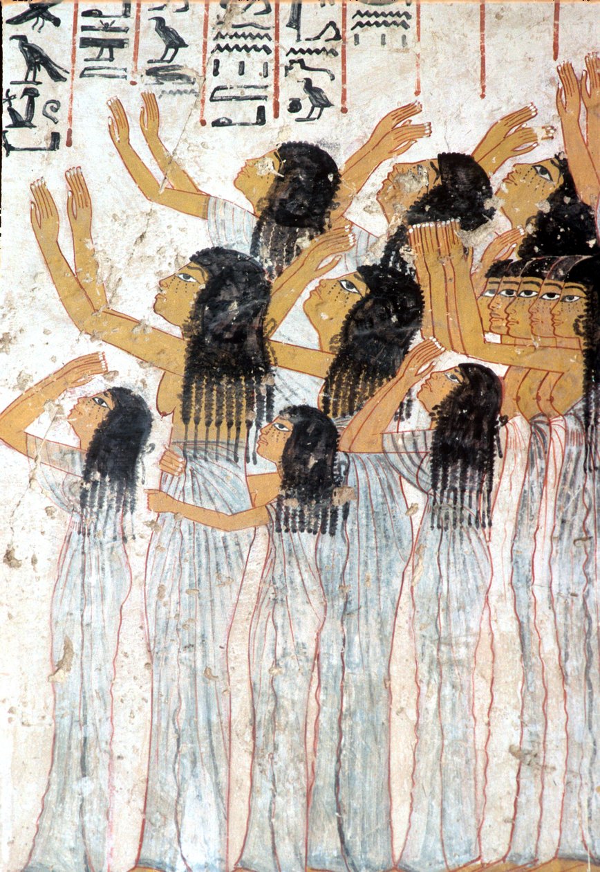 Starożytny Egipt, Malarstwo, Fresk, Płaczące kobiety w procesji pogrzebowej, Grobowiec Ramose, Teby autorstwa Egyptian Egyptian