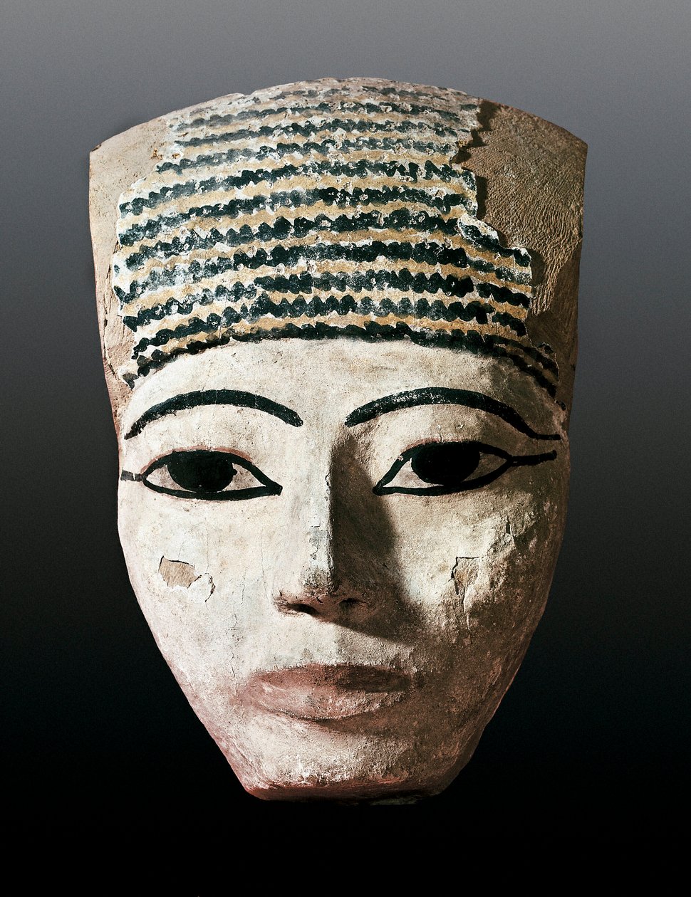 Starożytny Egipt: Portret egipskiego sarkofagu. XVII-XII w. JC. Rzeźba drewniana polichromowana. Monistrol z Montserrat, Muzeum Montserrat. autorstwa Egyptian Egyptian