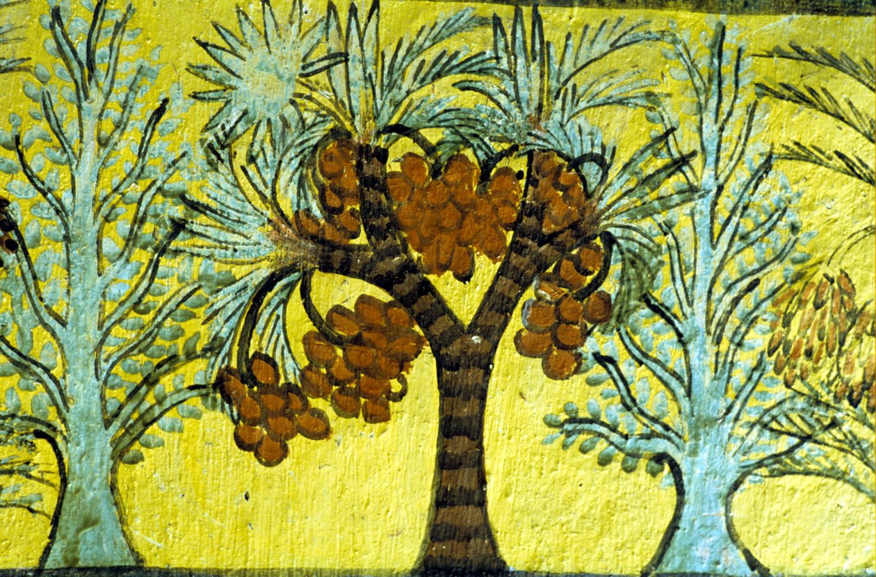 Starożytny Egipt, malowidło ścienne, palmy daktylowe i drzewa, grobowiec Sennedżema, Teby, Deir el Medina autorstwa Egyptian Egyptian