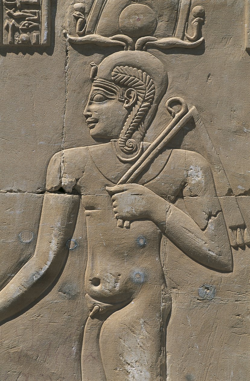 Egipt, Pustynia Libijska, Oaza Al-Dakhilah (Dachla), Dayr al-Haggar, płaskorzeźba w świątyni egipskiej autorstwa Egyptian Egyptian