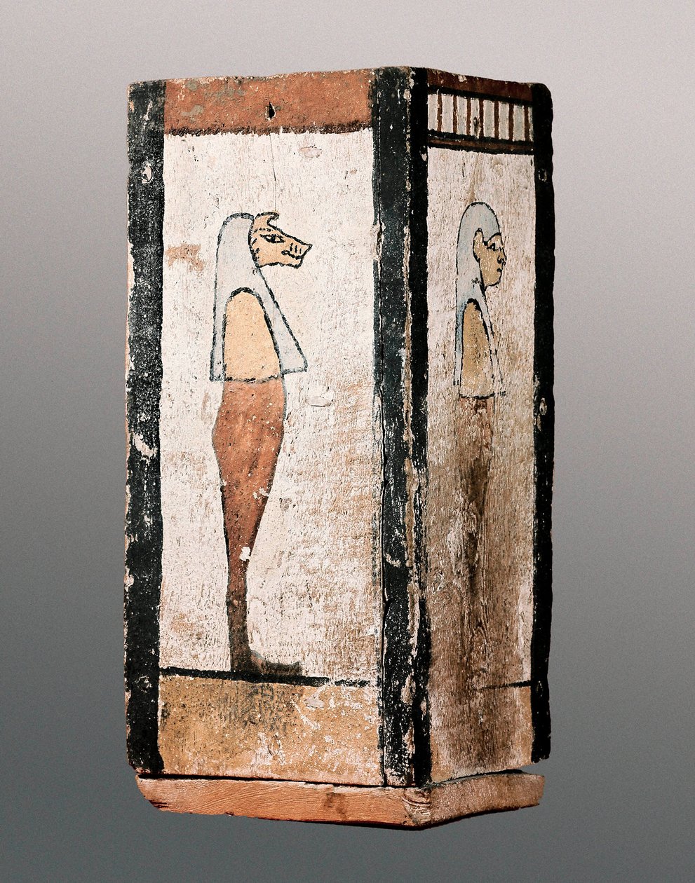 Starożytność egipska: drewniana urna pogrzebowa lub baldachim. XI-IV wiek p.n.e. Klasztor Montserrat. Muzeum Montserratu. autorstwa Egyptian Egyptian