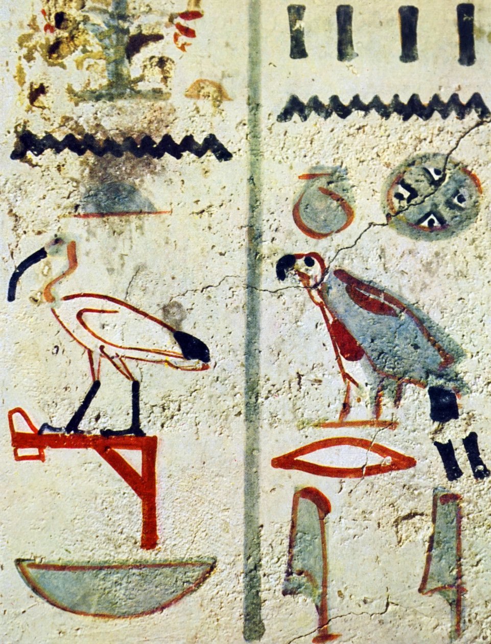 Egipskie hieroglify z malowidła ściennego w grobowcu autorstwa Egyptian Egyptian