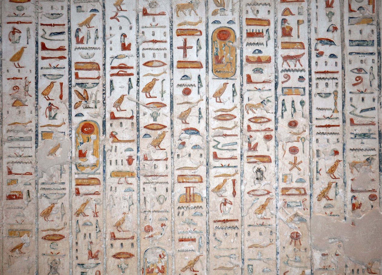 Hieroglif ścienny, Dolina Królów, Luksor autorstwa Egyptian Egyptian