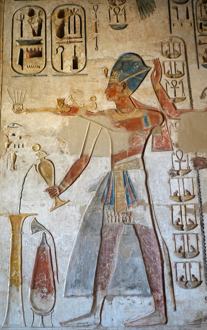 Faraon, Świątynia Horusa, Edfu (fresk) autorstwa Egyptian Egyptian