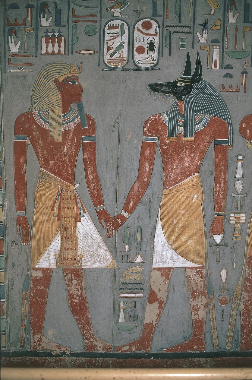 Faraon i Anpu trzymający się za ręce autorstwa Egyptian Egyptian