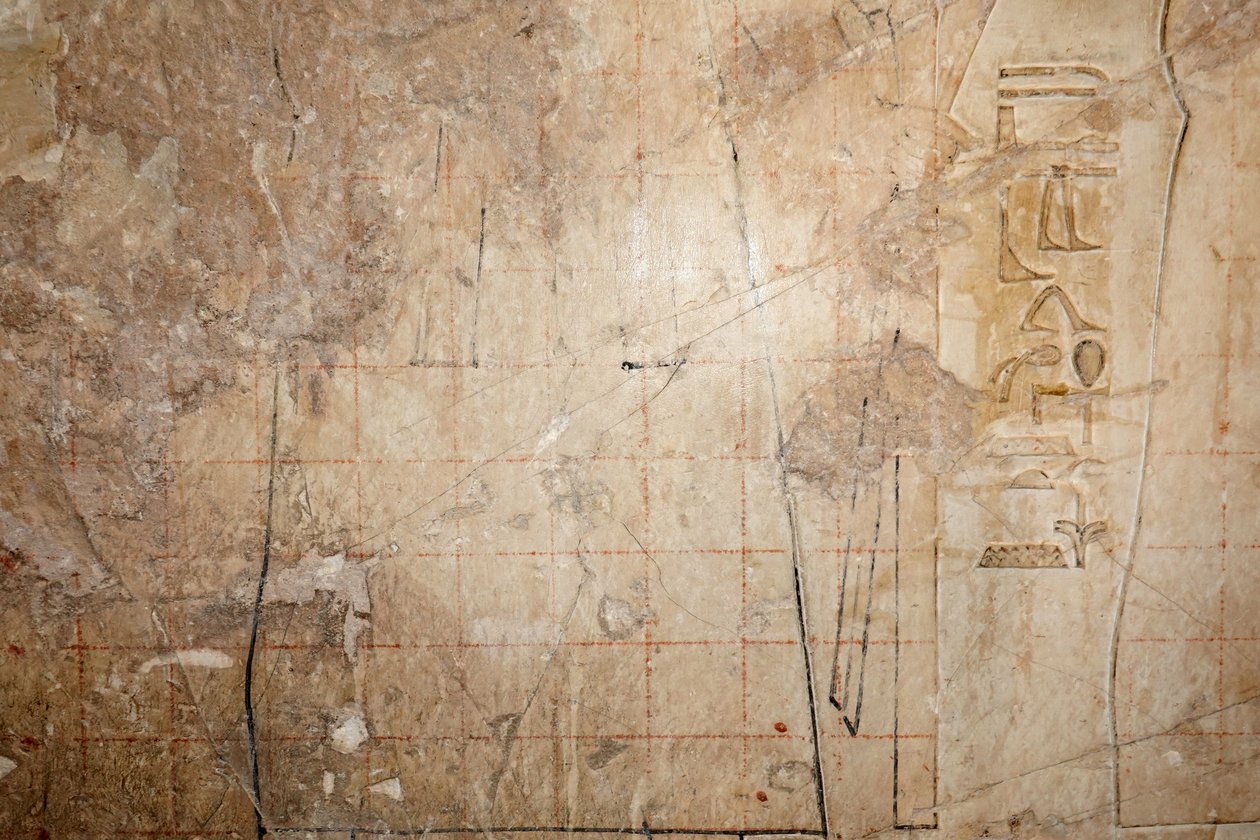 Projekt kopii rysunku siatki, Świątynia Horusa, Edfu autorstwa Egyptian Egyptian
