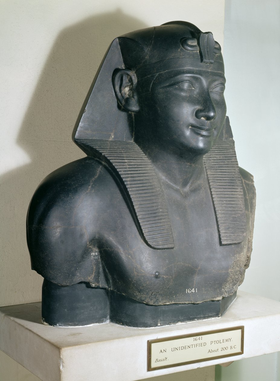 Fragment posągu w stylu egipskim Ptolemeusza I, 305-283 pne (bazalt) autorstwa Egyptian Ptolemaic Period