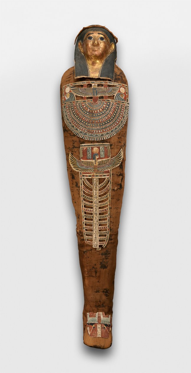 Mumia Nesmin z wieńcem roślinnym, maską mumii i innymi elementami kartonu, 200-30 pne autorstwa Egyptian Ptolemaic Period