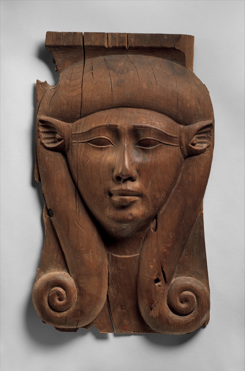 Panel z kolumny Hathor, 380-200 pne (cedr) autorstwa Egyptian Ptolemaic Period