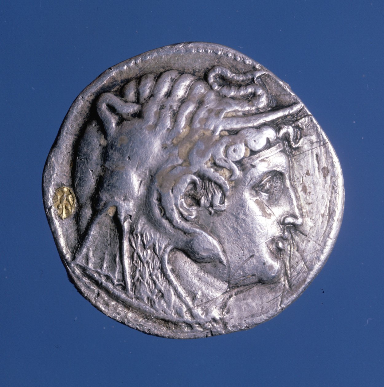 Srebrna moneta z podobizną króla Egiptu Ptolemeusza I Sotera (367 - 283 pne). autorstwa Egyptian Ptolemaic Period