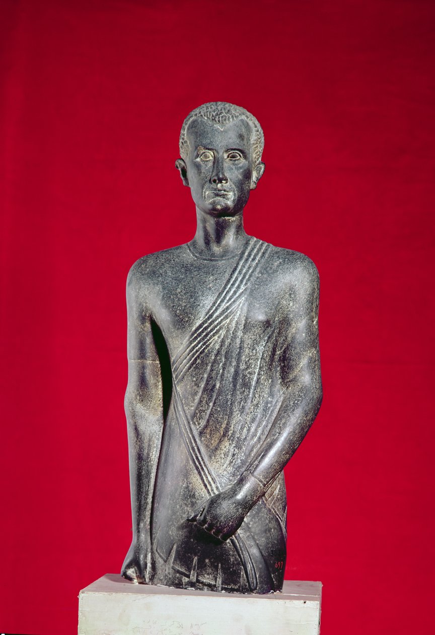 Posąg Hor, z Aleksandrii, ok. 40 pne (bazalt) autorstwa Egyptian Ptolemaic Period