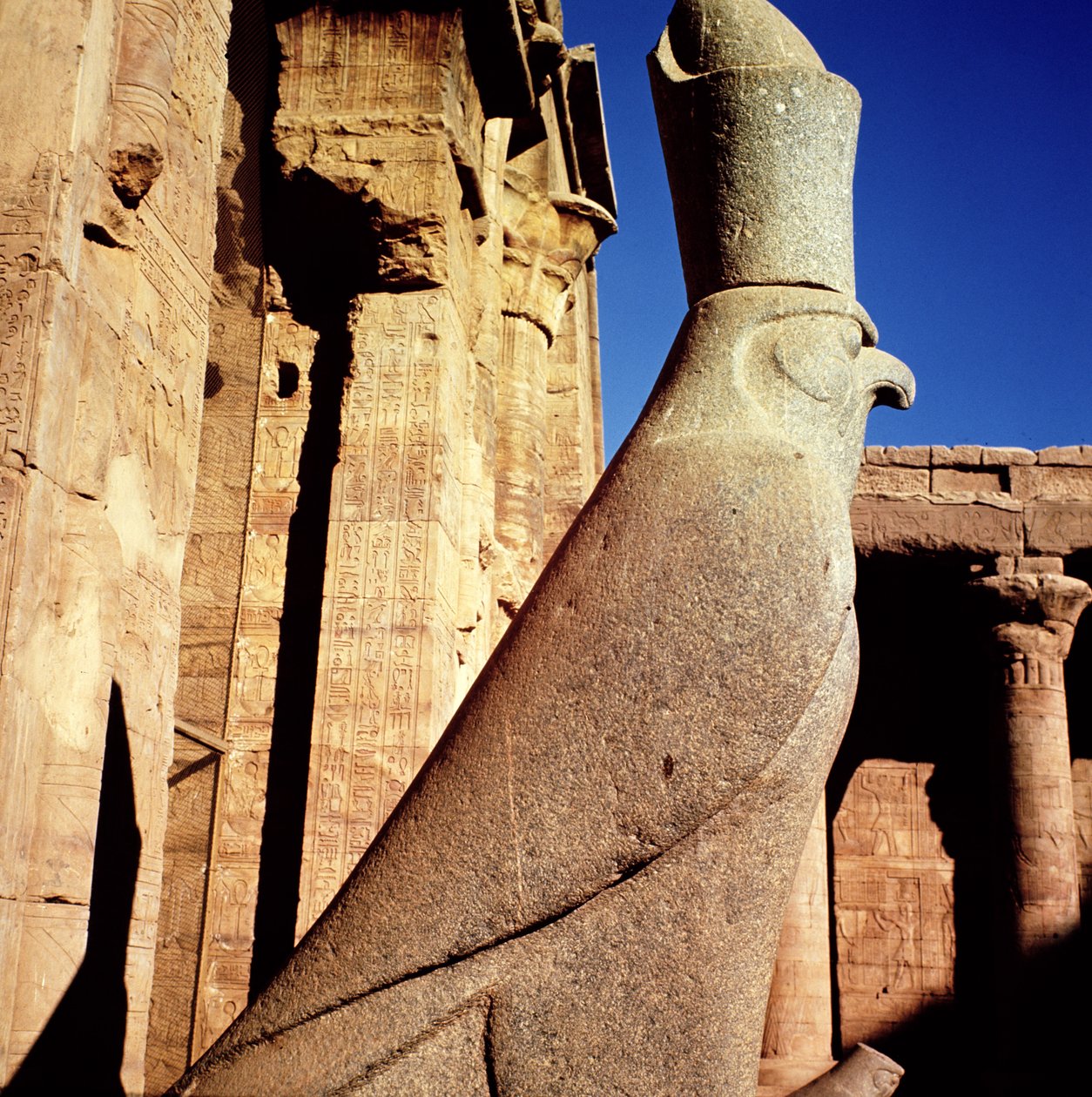 Posąg Horusa, na Dziedzińcu Ofiarowania w Świątyni Horusa autorstwa Egyptian Ptolemaic Period