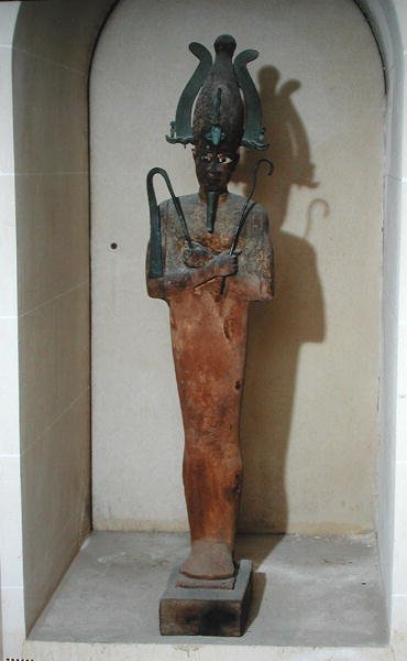 Posąg Kultu Ozyrysa (malowane drewno i brąz) autorstwa Egyptian Ptolemaic Period