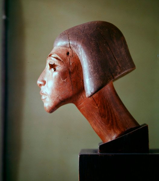 Głowa w stylu El-Amarna (drewno) autorstwa Egyptian School