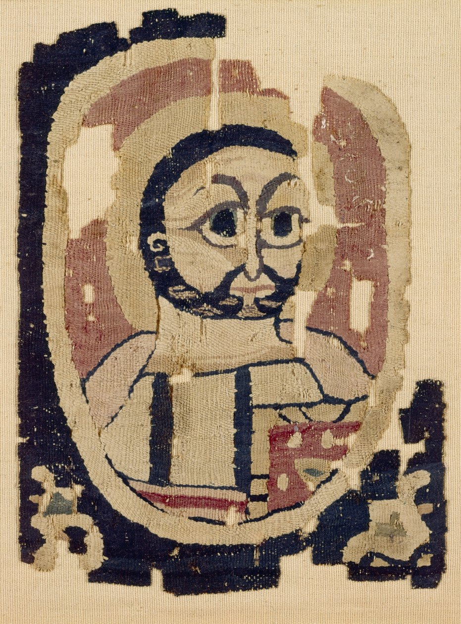 Fragment głowy, koptyjski (tekstylny) autorstwa Egyptian School