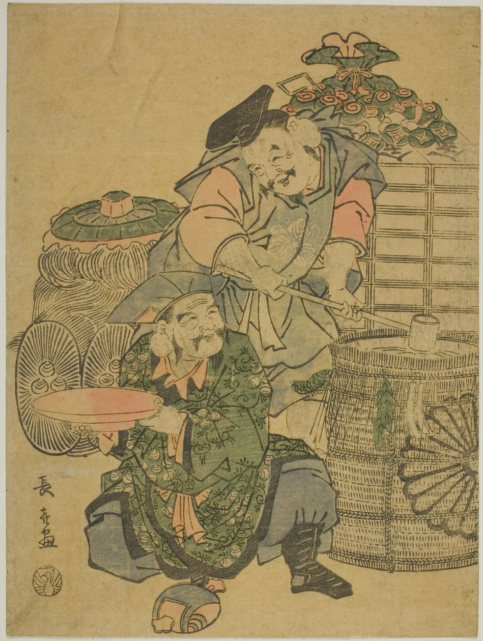 Degustacja sake w Ebisu i Daikokuten autorstwa Eishōsai Chōki