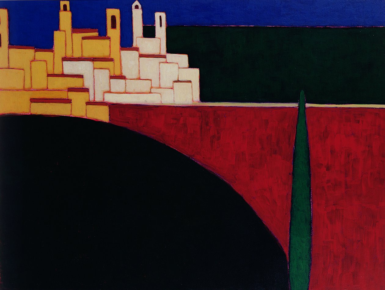 San Gimignano, 1999 (akryl na papierze) autorstwa Eithne Contemporary Artist Donne