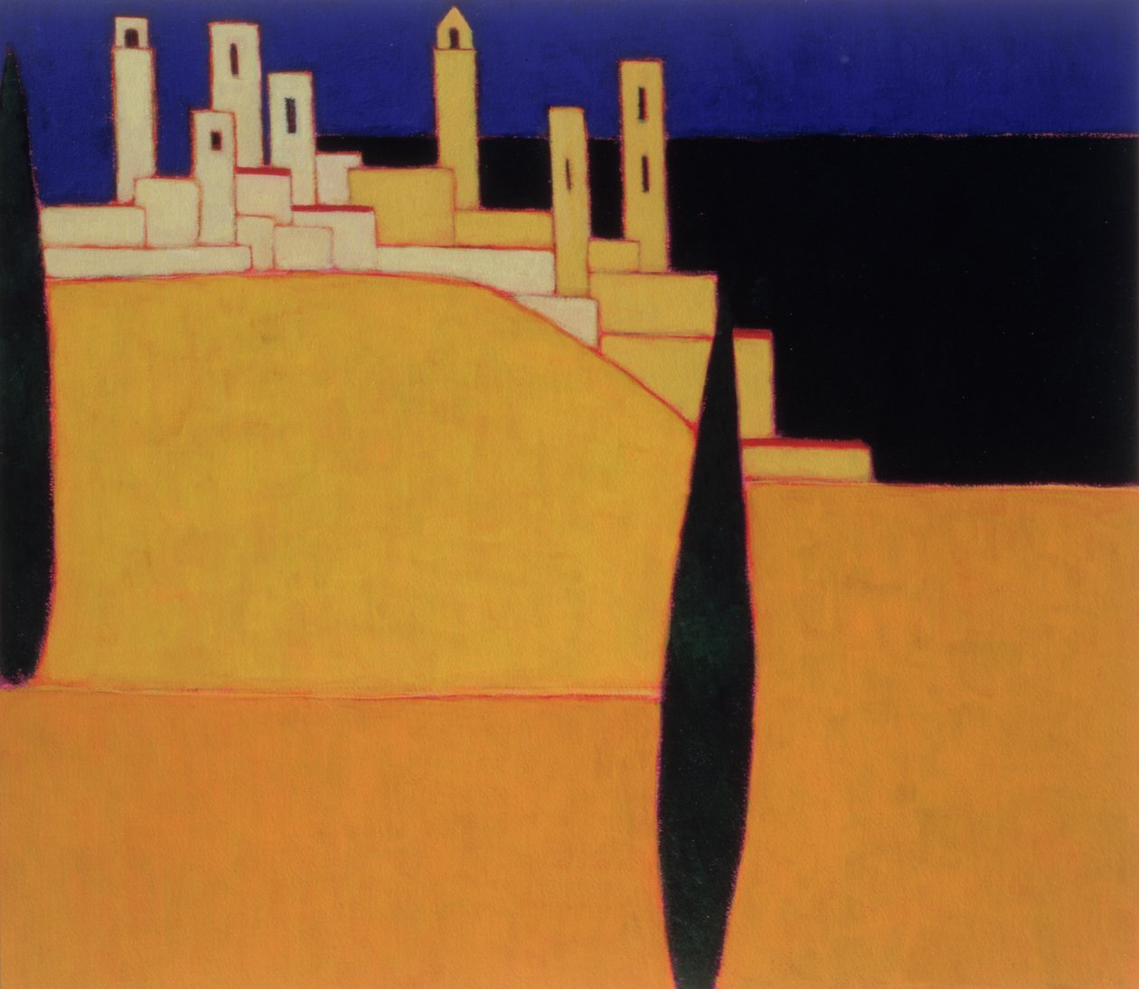San Gimignano, Toskania, 2000 (akryl na płótnie) autorstwa Eithne Contemporary Artist Donne