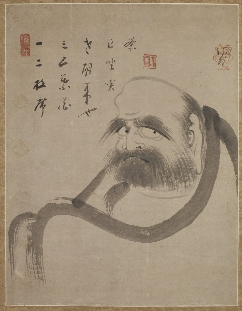 Bodhidharma, ok. 1645 (tusz na papierze) autorstwa Ekun Fugai Ekun Fugai