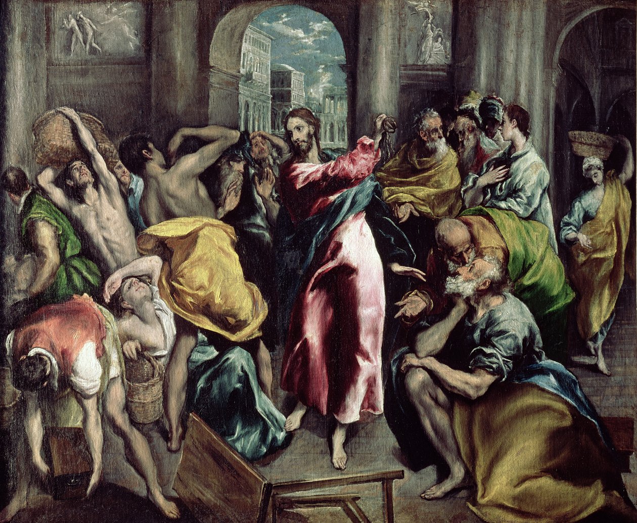 Chrystus wyprowadza kupców ze świątyni, ok. 1600 (szczegóły patrz 26048) autorstwa El Greco