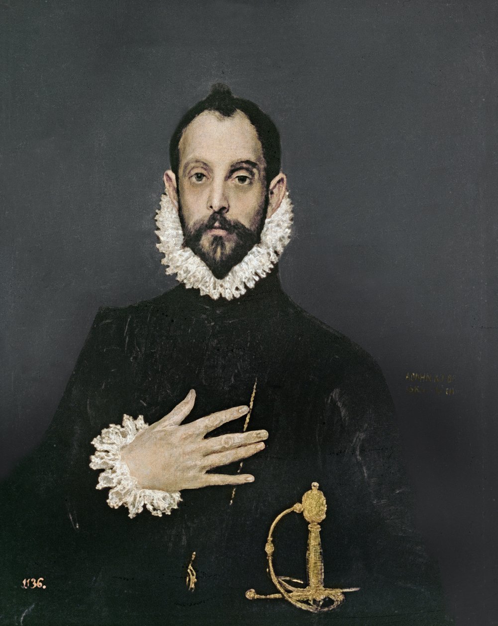 Dżentelmen z ręką na piersi, ok.1580 autorstwa El Greco