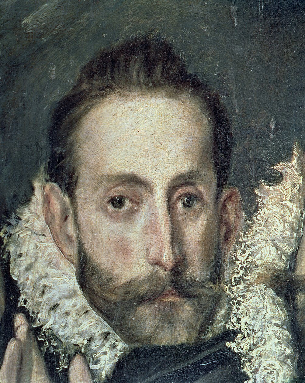 Autoportret, fragment z Pogrzebu hrabiego Orgaza, 1586-88 autorstwa El Greco