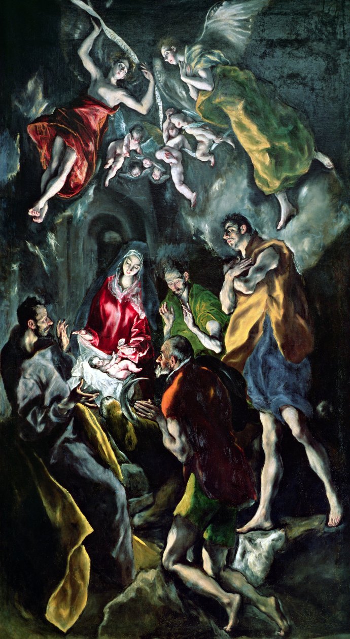 Adoracja pasterzy, z ołtarza Santo Domingo el Antiguo, ok. 1603-14 autorstwa El Greco