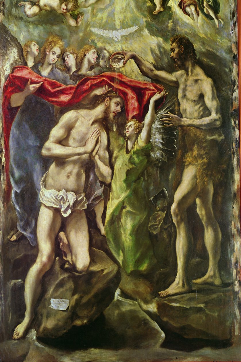 Chrzest Chrystusa (fragment Chrystusa i św. Jana Chrzciciela), 1596-1600 autorstwa El Greco