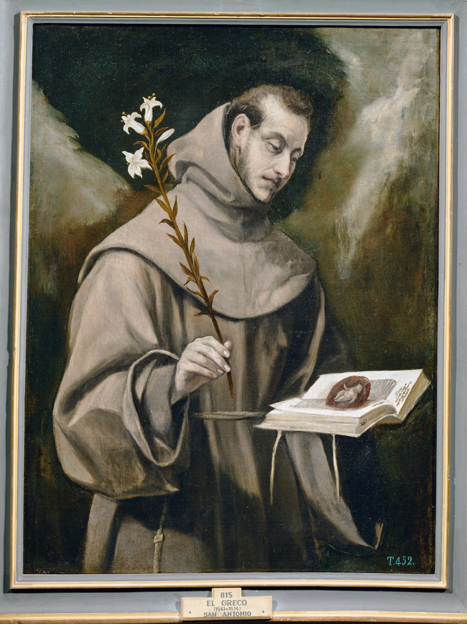 Święty Antoni z Padwy (obraz na płótnie) autorstwa El (1541-1614) Greco