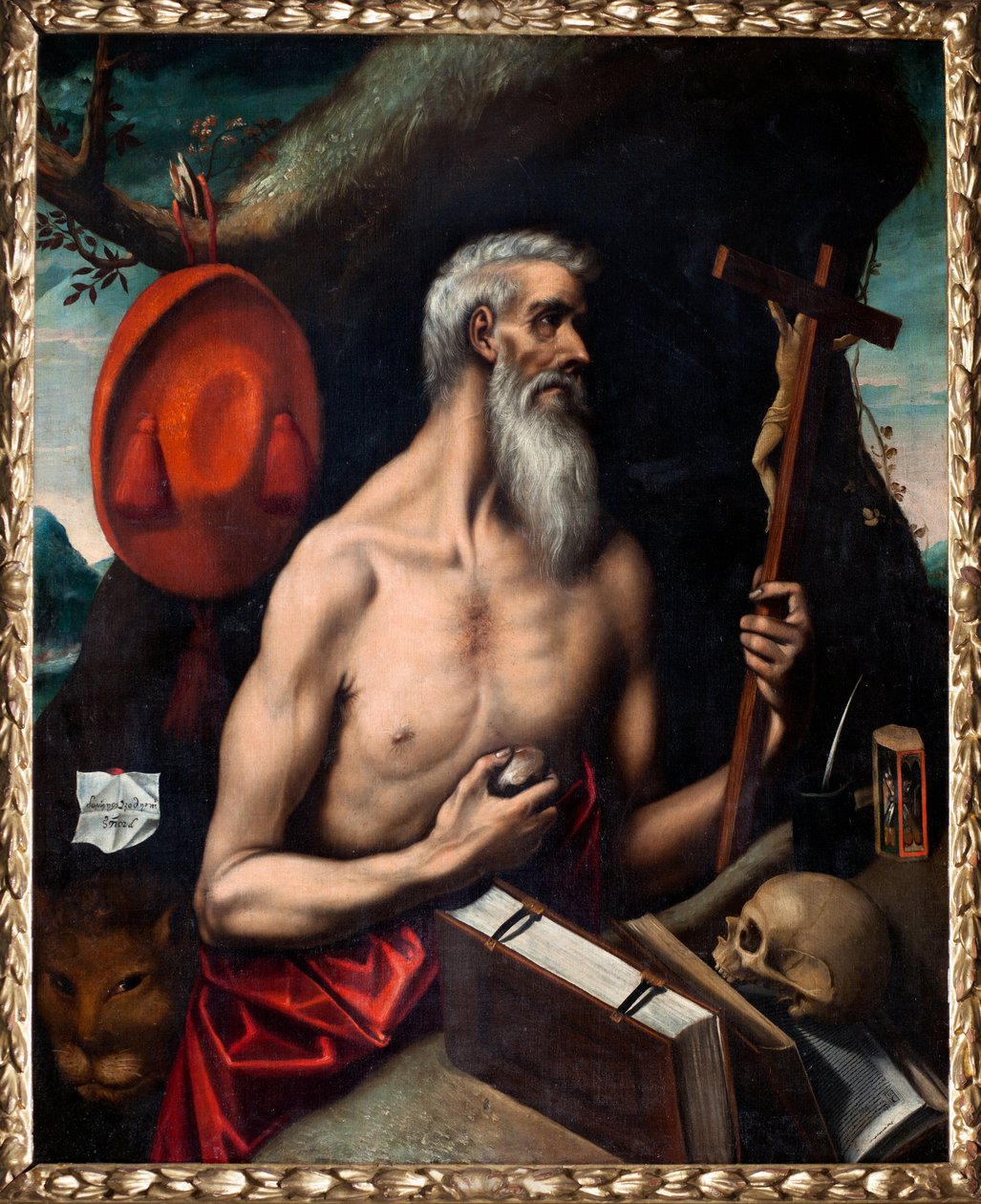 Muzeum parafialne. Obraz. Święty Jeronimo (San Jerónimo). Olej na płótnie. Przypisywane szkole El Greco, autorstwa El (1541 1614) (follower of) Greco