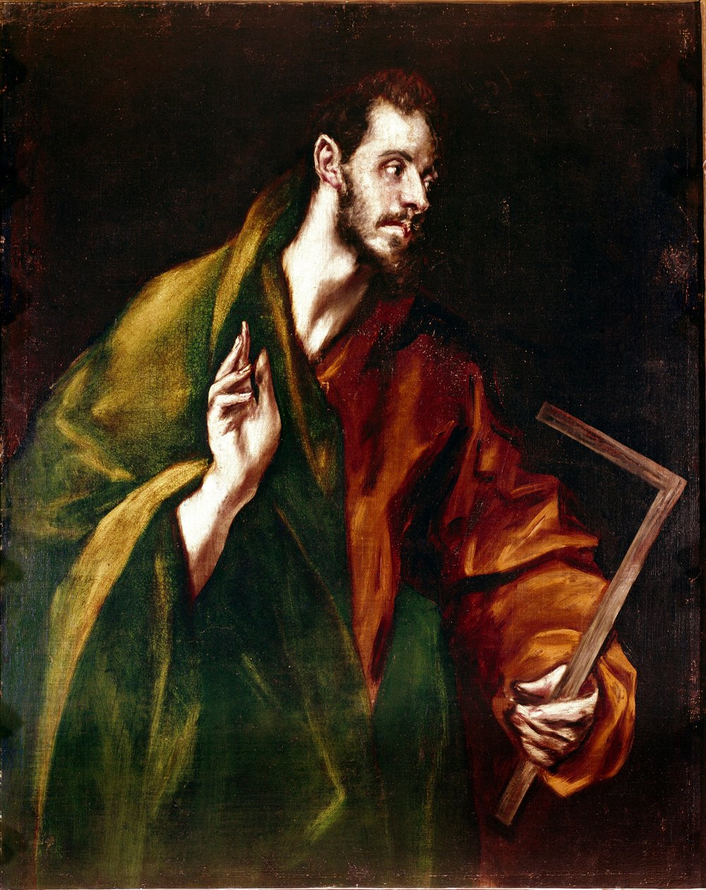 Apostolat katedry w Toledo: Apotre Saint Thomas. Obraz Domenikos Theotokopoulosa dit El Greco (1540-1614) autorstwa El Greco