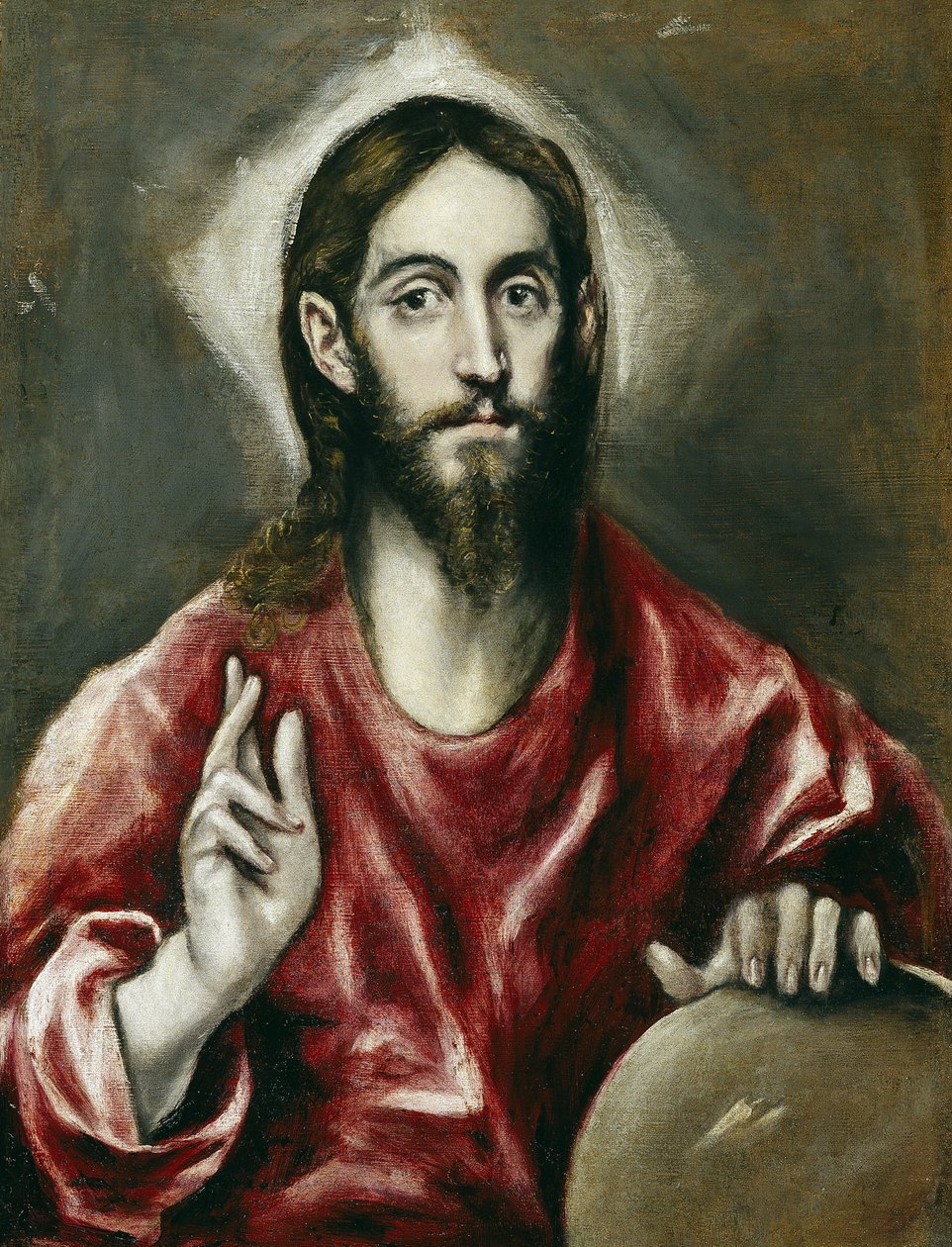 ""Le sauveur du monde"" - Salvator Mundi (Zbawiciel Świata) - El Greco, Dominico (1541-1614) - 1608-1614 - Olej na płótnie - 72x55 cm - Museo del Prado, Madryt autorstwa El Greco