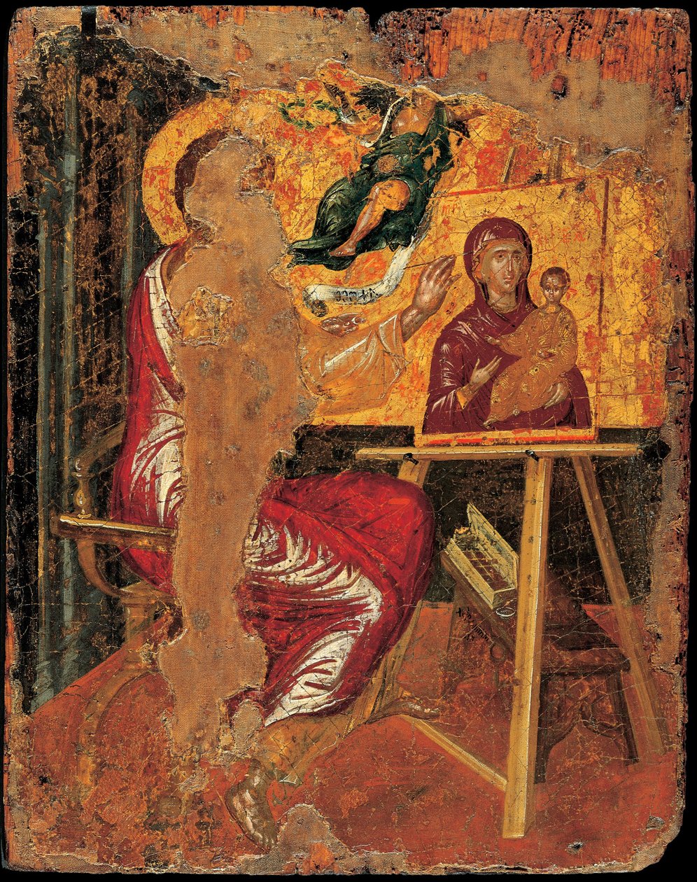 Saint Luc - Święty Łukasz Rysunek Dziewicy - El Greco, Dominico (1541-1614) - 1560 - Tempera na panelu - 41,6x33 - Muzeum Benaki, Ateny autorstwa El Greco
