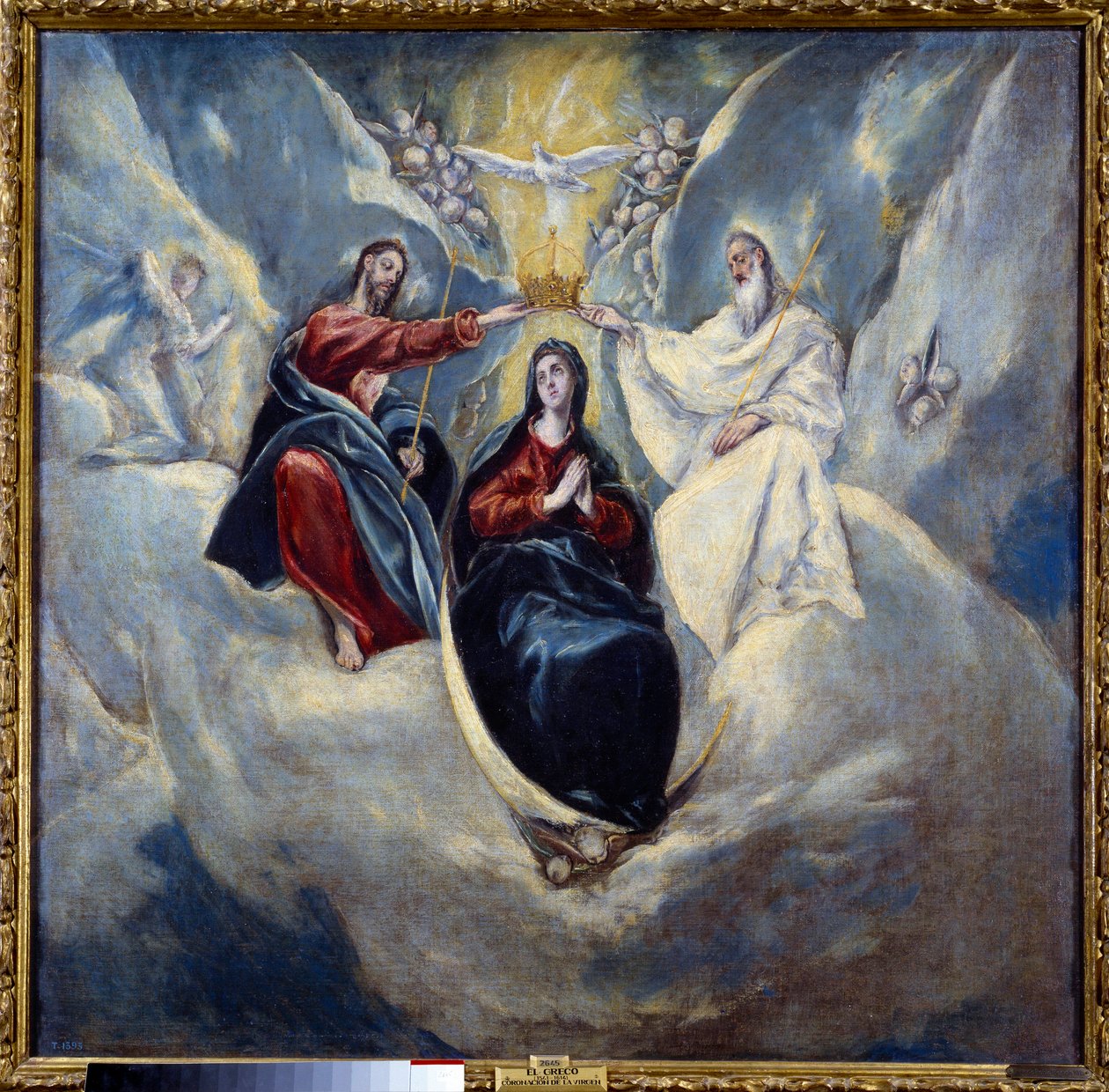 Koronacja Dziewicy Obraz Domenikosa Theotokopoulosa autorstwa El Greco (1541-1614) 1595 nd. 0,99x1,01 m Madryt, Muzeum Prado autorstwa El Greco