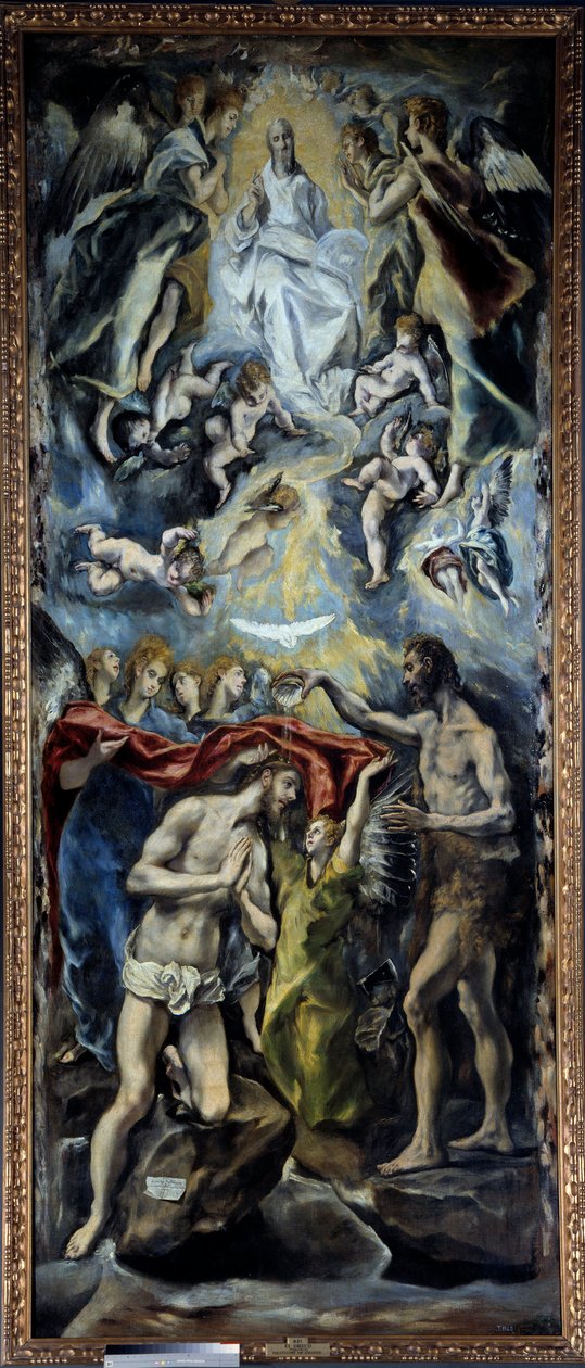 Chrzest Chrystusa Obraz Domenikos Theotokopoulos dit El Greco (1541-1614) 1596 Nd. 3,5x1,44 m Madryt, Muzeum Prado autorstwa El Greco