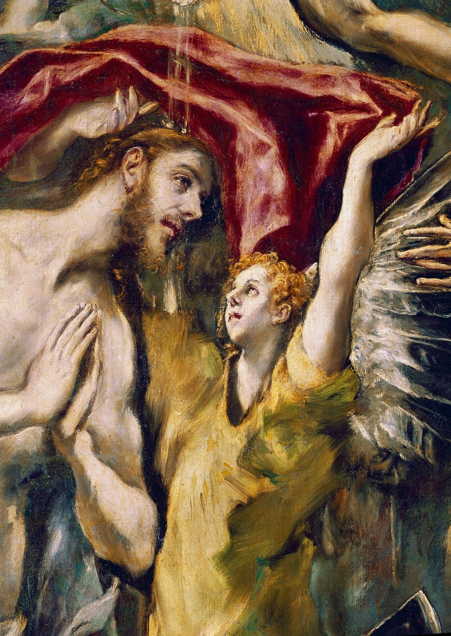 Chrzest Chrystusa, detal (olej na płótnie) autorstwa El Greco