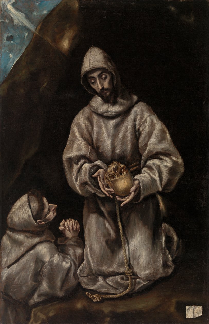 Św. Franciszek i Brat Leon medytujący nad śmiercią autorstwa El Greco (Domenikos Theotokopoulos)