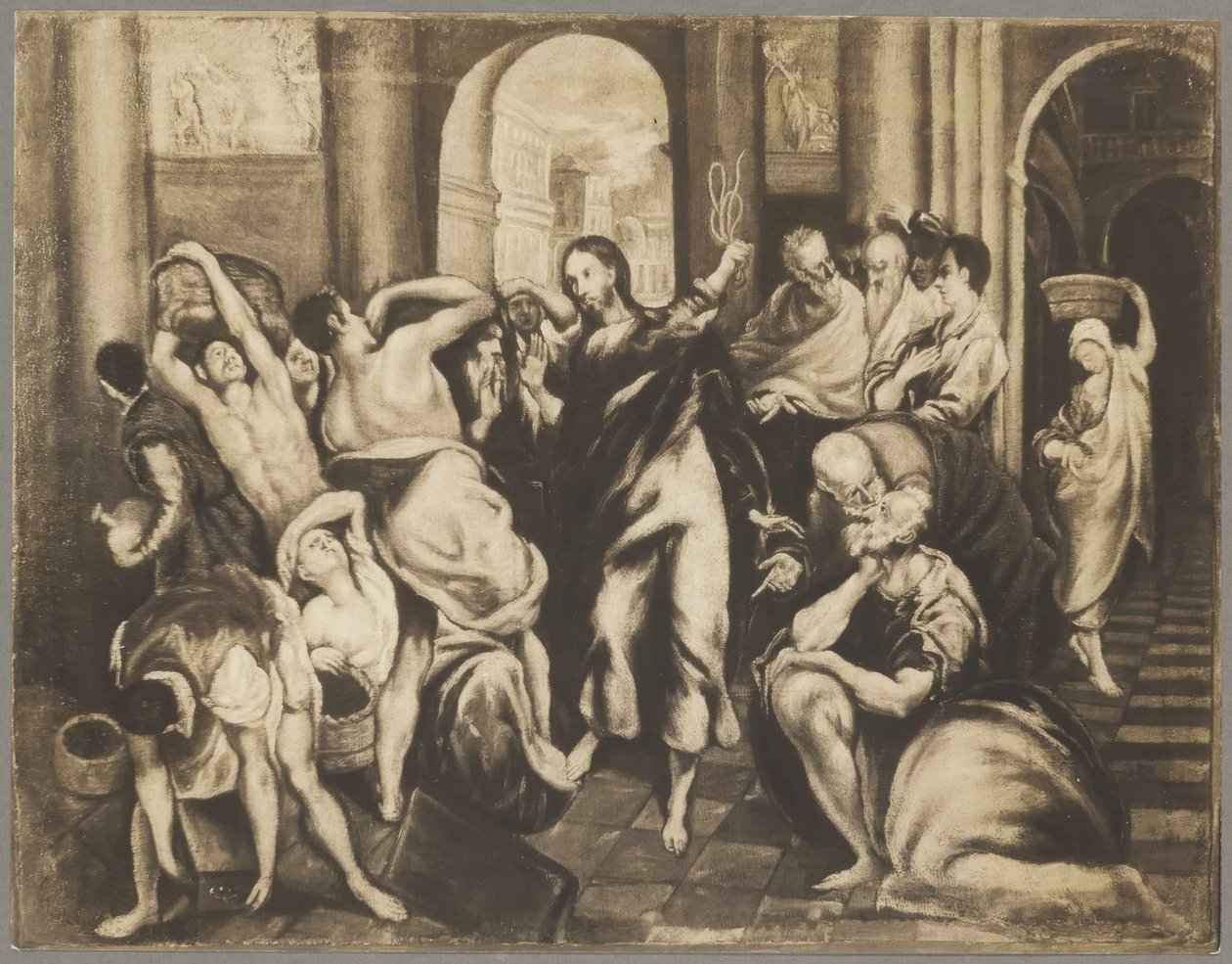 Chrystus wypędzający handlarzy pieniędzmi ze świątyni autorstwa El Greco