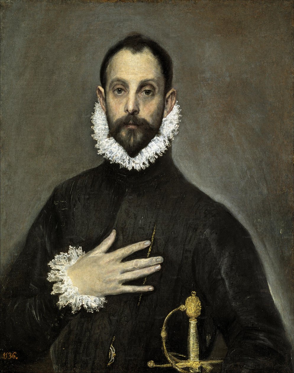 Hiszpański:  El caballero de la mano en el pecho Szlachcic z ręką na piersi autorstwa El Greco