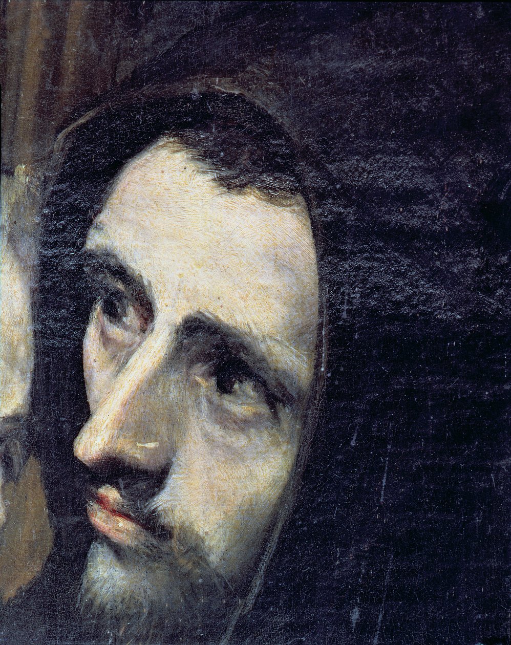 Pogrzeb hrabiego Orgaza, z legendy z 1323 r., fragment mnicha franciszkańskiego, 1586-88 olej na płótnie, fragment 44240 autorstwa El Greco