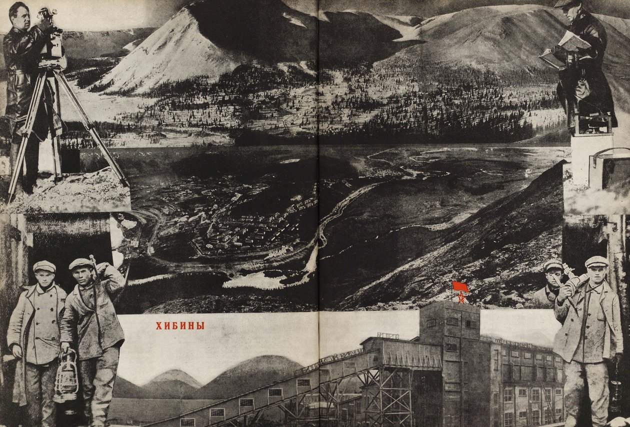 Chibiny. Ilustracja z ZSRR buduje socjalizm, 1933. autorstwa Eliezer Markowich Lissitzky