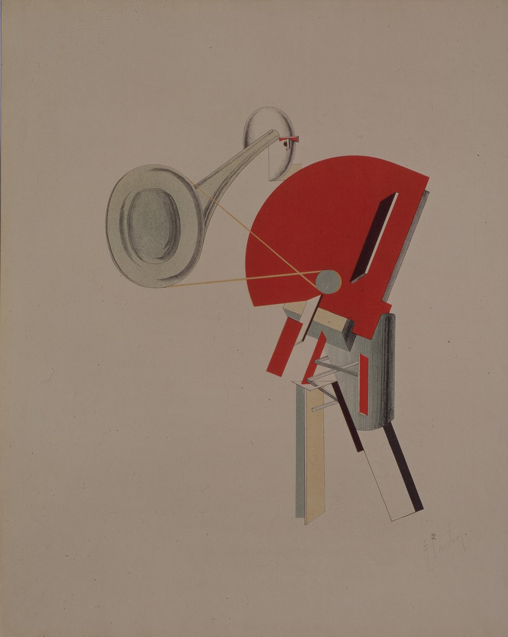 Recytator. Figurka do opery Zwycięstwo nad słońcem A. Kruchenycha, 1920-1921 autorstwa Eliezer Markowich Lissitzky